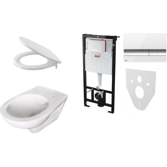 Комплект ALCAPLAST 6 v 1 WC ALCA RIMFLOW+ M1720-1, безободковый унитаз ALCA, сидение A604