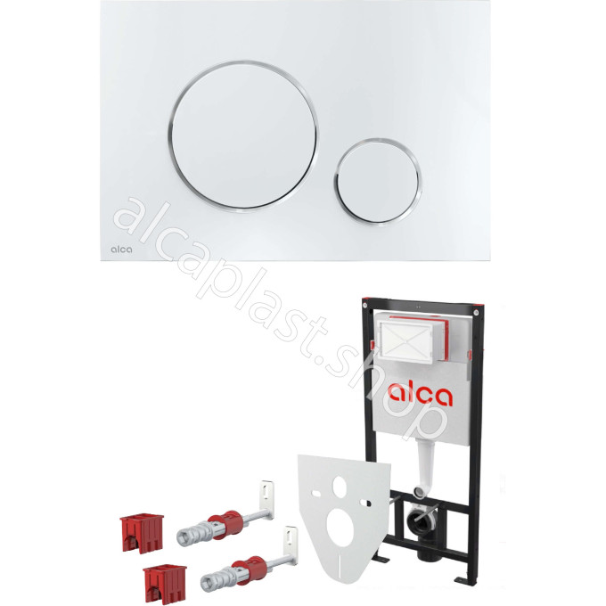 Комплект ALCAPLAST SET 4v1 AM101/1120-4 RU M671-0001 для установки унитаза с панелью смыва, хром глянцевый