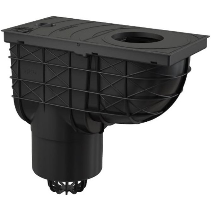 Ливнеотвод ALCAPLAST AGV2 300х155/125, подводка – прямая, черный