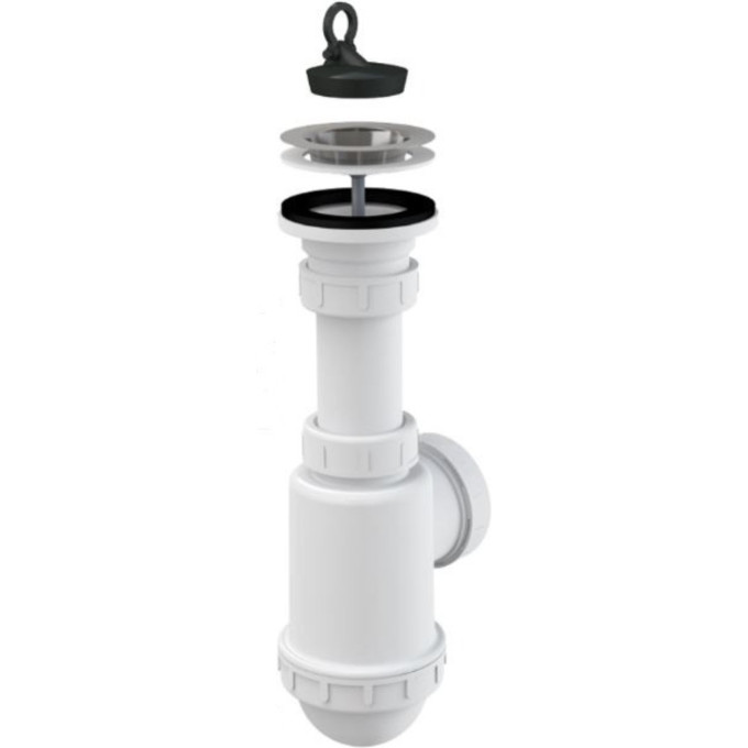 Сифон ALCAPLAST A441P-DN50/40 для мойки, c нержавеющей решеткой Ø70