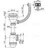Сифон ALCAPLAST A447-DN50/40 для мойки с нержавеющей решеткой Ø115, гофропереливом, без штуцера