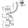 Сифон ALCAPLAST A447P-DN50/40 для мойки с нержавеющей решеткой Ø115, гофропереливом, с подводкой
