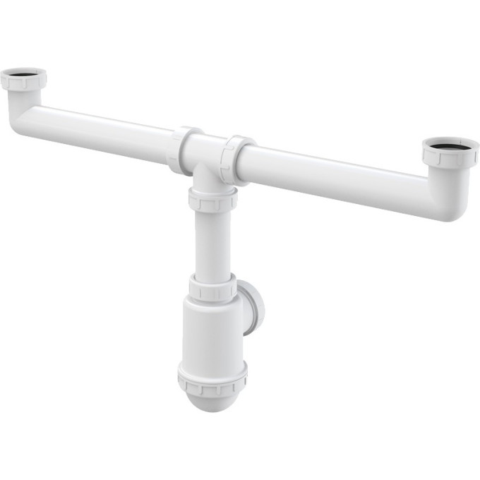 Сифон ALCAPLAST A448-DN50/40 для сдвоенной мойки, с накидными гайками 6/4
