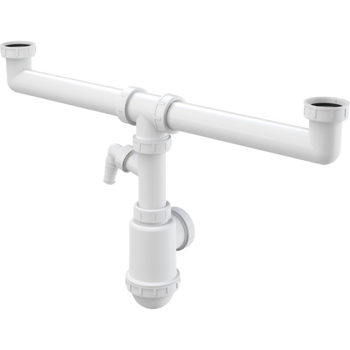 Сифон ALCAPLAST A448P-DN50/40 для сдвоенной мойки, с накидными гайками 6/4