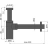 Сифон ALCAPLAST A400BLACK для умывальника Ø32 DESIGN, круглый, черный матовый, с покрытием