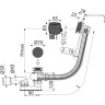 Сифон ALCAPLAST A564BLACK-120 для ванны, автомат с напуском воды через перелив, черный матовый, длина 120 см, металл с покрытием
