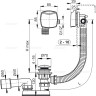 Сифон ALCAPLAST A508KM для ванны click/clack с напуском воды через перелив, пластик/металл, длина 57 см