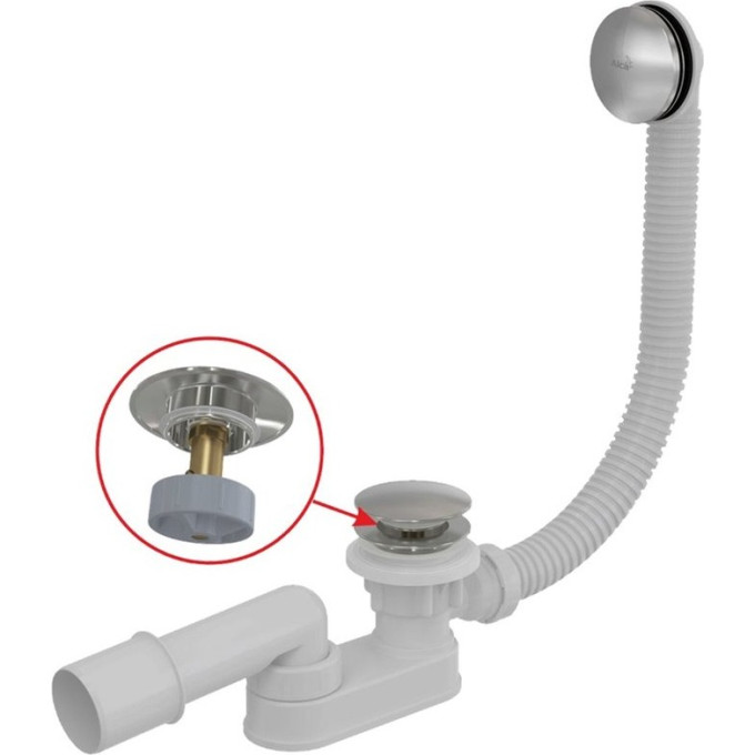 Сифон ALCAPLAST A507CKM-80 для ванны click/clak, металл