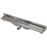Водоотводящий желоб ALCAPLAST APZ104-1050 FLEXIBLE для перфорированной решетки с регулируемым краем к стене, низкий, горизонтальный сток