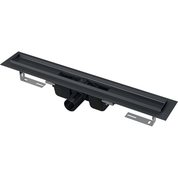Водоотводящий желоб ALCAPLAST APZ1BLACK-300 с порогами для перфорированной решетки, черный матовый